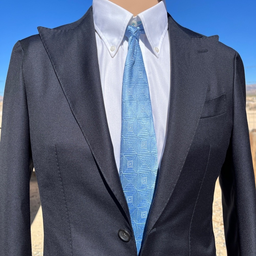 Suitsupply Havana Peak Jetted FL Blazer Men 34R Navy Blue Pure Wool S110 P6438
